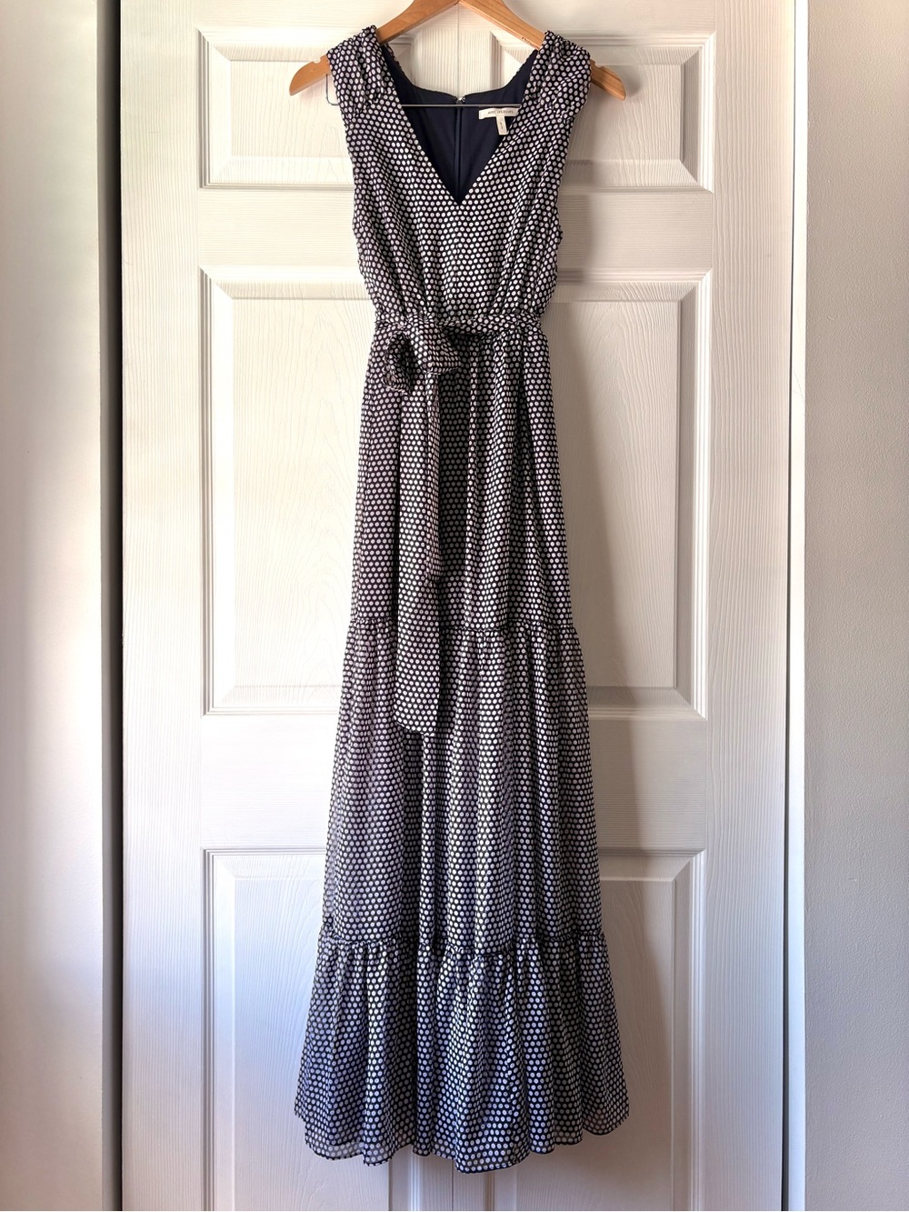 Avec Les Filles Polka Dot Sleeveless Maxi Dress with Mini Lining, Size 6